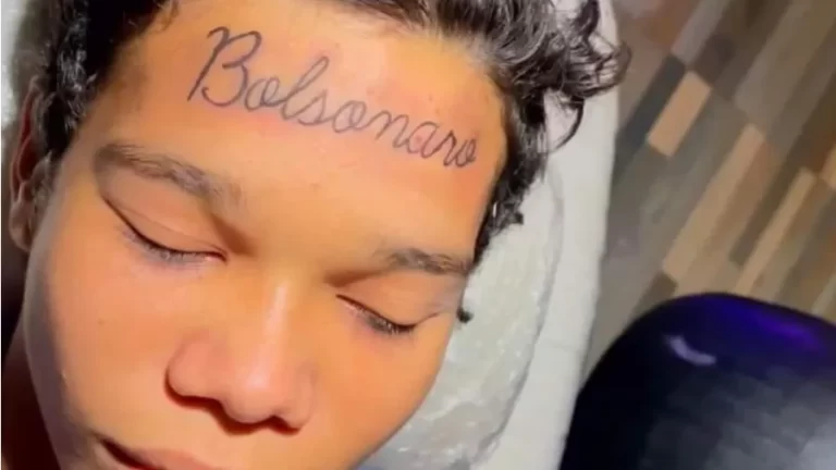 Jovem que tatuou “Bolsonaro” na testa após aposta se arrepende: “Fiz por seguidores, não deu certo”