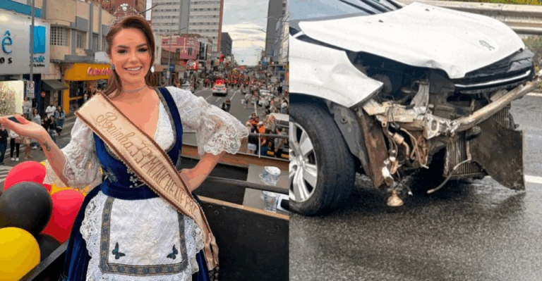 Rainha da Münchenfest é vítima de acidente na BR-376