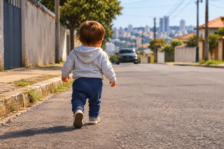 Bebê um ano é encontrado caminhando sozinho em rua de Ponta Grossa
