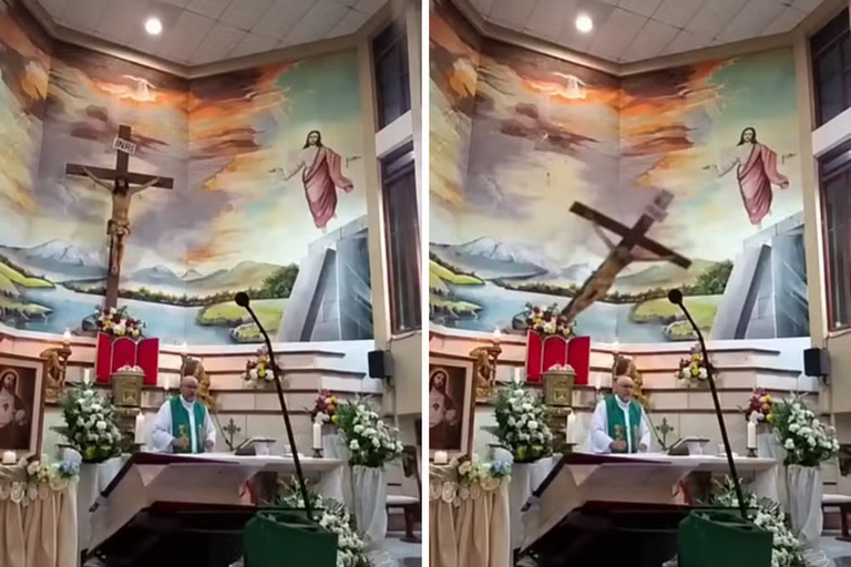 VÍDEO: Padre morre após cruz cair sobre sua cabeça durante missa no Equador